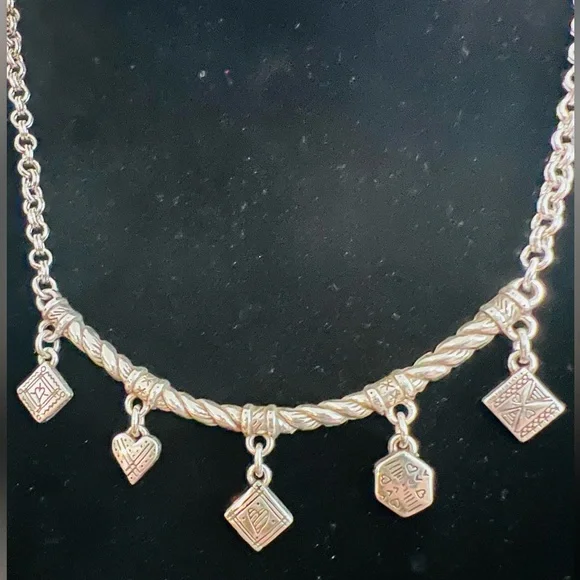 ⭐️Brighton Sonora Etched Silver tone Charm Necklace. NWT